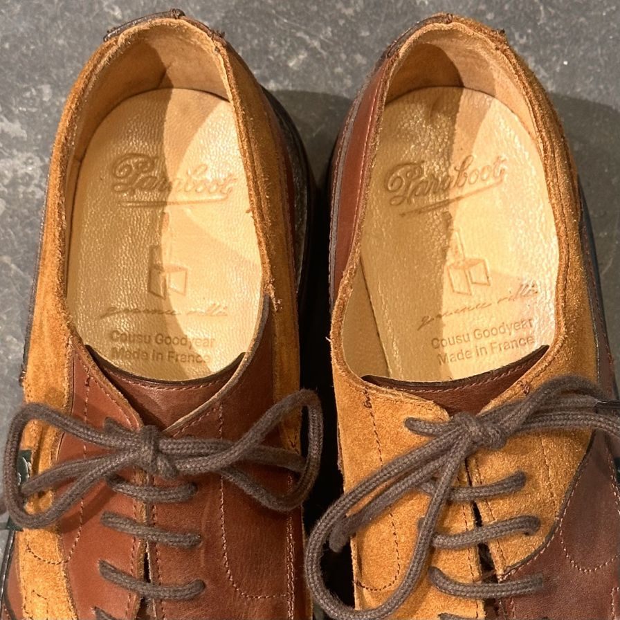 パラブーツ シャンボード Garance カフェ スエードコンビ パッチワーク サイズUK4 メンズ ブラウン Paraboot ビジネスシューズ 約23.5cm【LA】【中古】
