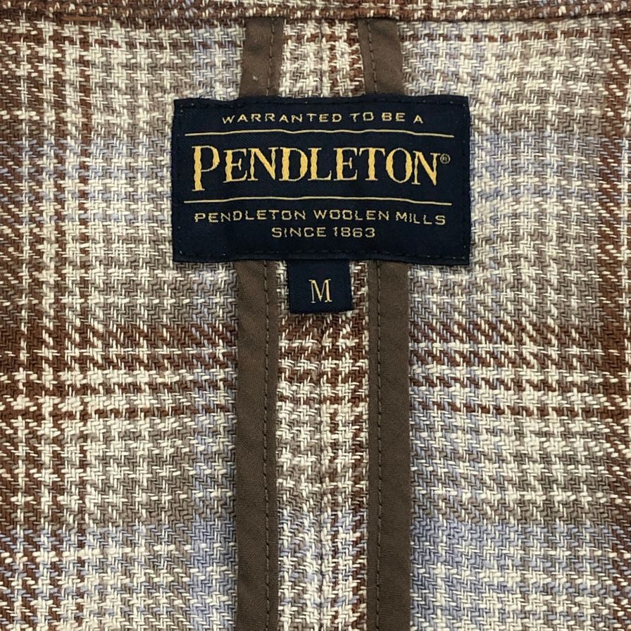 美品◆ペンドルトン ジップアップブルゾン チェック ベージュ系 メンズ サイズM PENDLETON 【AFB11】