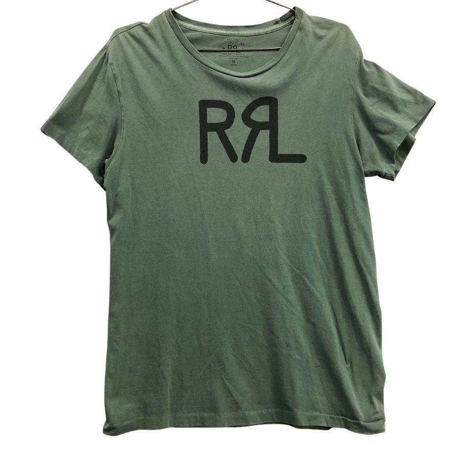 美品◆ダブルアールエル ロゴプリントTシャツ カーキ メンズ サイズM RRL 【AFB9】