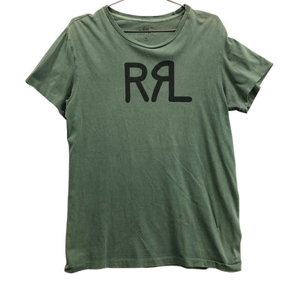 美品◆ダブルアールエル ロゴプリントTシャツ カーキ メンズ サイズM RRL 【AFB9】