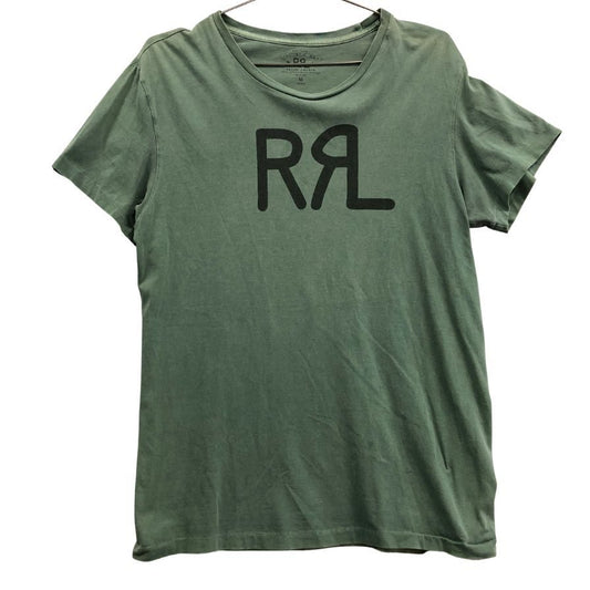 美品◆ダブルアールエル ロゴプリントTシャツ カーキ メンズ サイズM RRL 【AFB9】