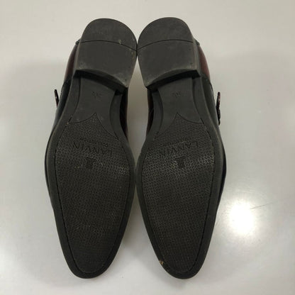 ランバン コレクション ビジネスシューズ シングルモンク カーフレザー メンズ サイズ24.5 バーガンディ×ブラック LANVIN 約24.5cm【AFC33】