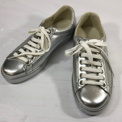 グッチ レザースニーカー インターロッキングG シルバー 660266 レディース サイズ6 GUCCI 約25.0cm【YB2】