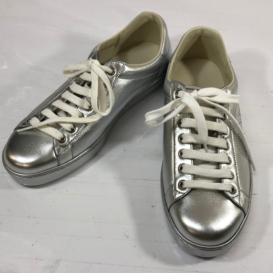 グッチ レザースニーカー インターロッキングG シルバー 660266 レディース サイズ6 GUCCI 約25.0cm【YB2】