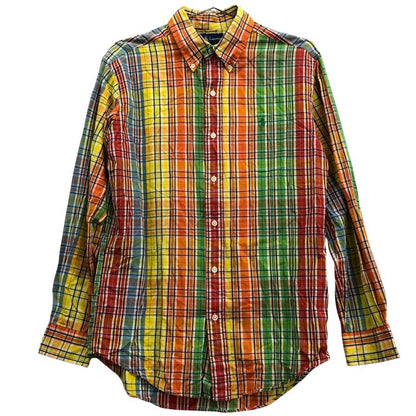美品◆ラルフローレン ボタンダウンシャツ 90S オールド チェック メンズ サイズM Ralph Lauren 【AFB39】