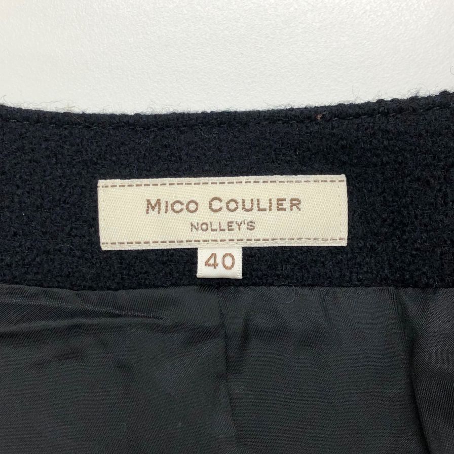 中古◆ミコ クリエ ノーカラー ジャケット レディース ブラック サイズ40 MICO COULIER 【AFB40】