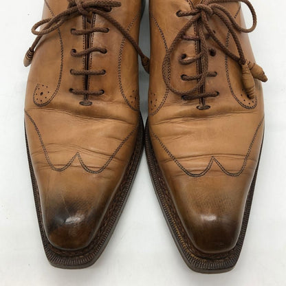 サントーニ ウイングチップ 6389 カーフ グッドイヤーアルタッコ製法 ライトブラウン サイズUK5.5 メンズ Santoni 約24.5cm【AFC46】
