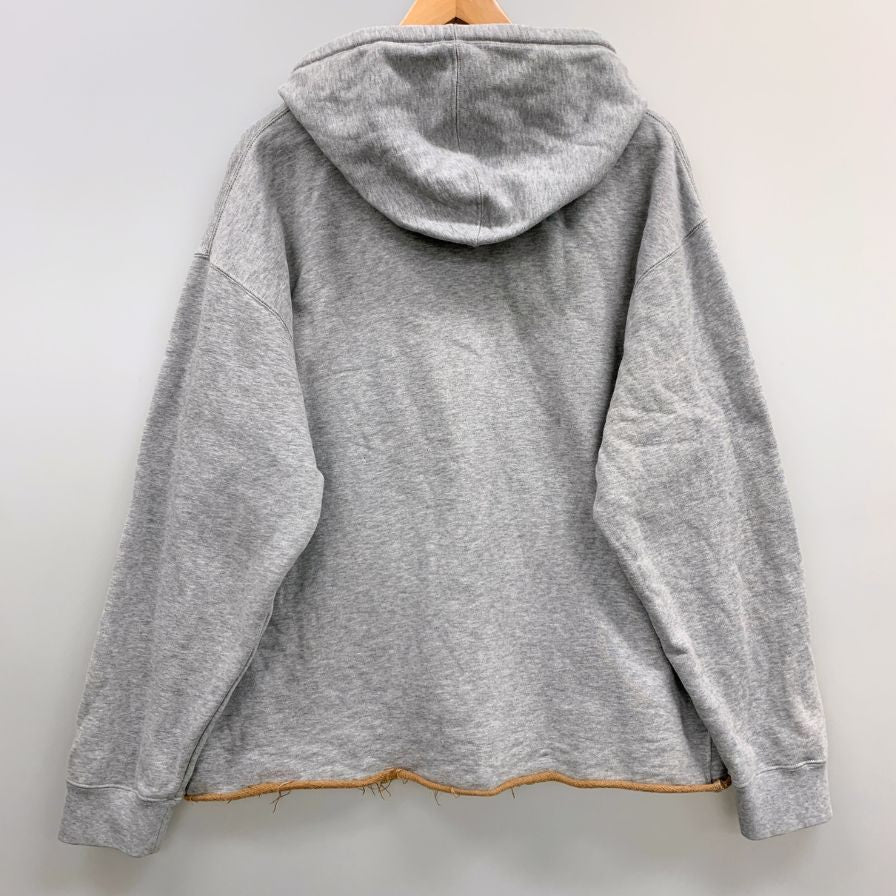 中古◆バレンティノ パーカー 21AW カットオフ デザイン 裏起毛 プルオーバー 刺繍 ロゴ WV3MF19D7M0 グレー メンズ サイズM VALENTINO 【AFB26】