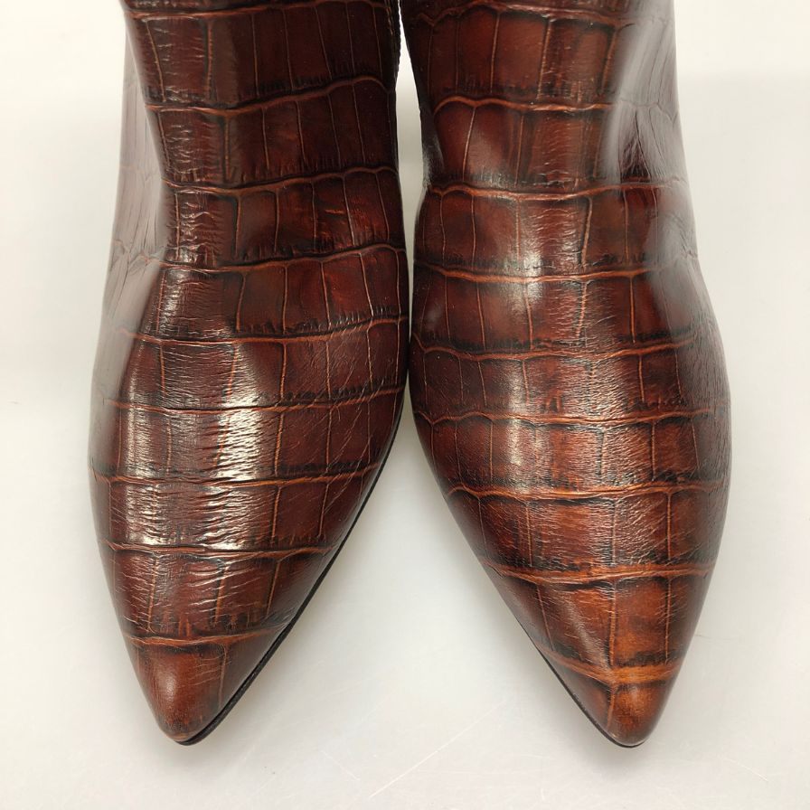 ペリーコ ブーツ クロコ型押し ブラウン系 レディース サイズ37 PELLICO 約23.5cm【AFC2】