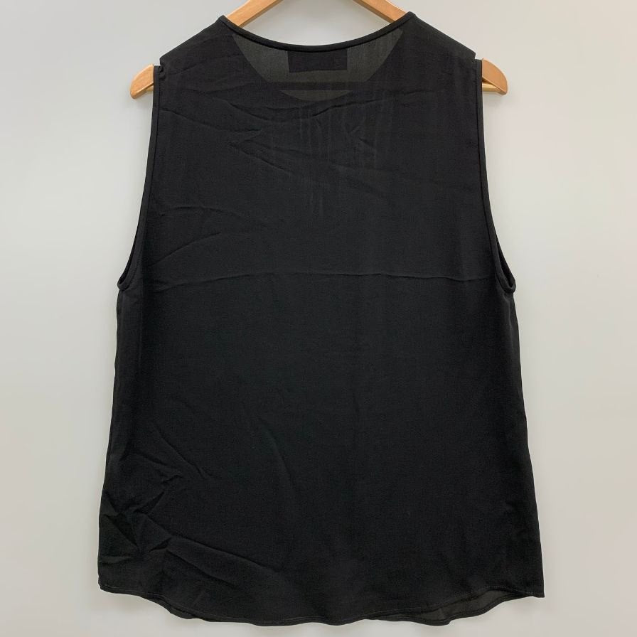 中古◆ディースクエアード ノースリーブ トップス ロゴプレート シルク100% レディース サイズ44 ブラック DSQUARED2 【AFB6】