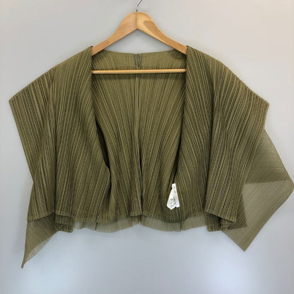 美品◆プリーツプリーズ カーディガン PP33-JO625 ポリエステル グリーン サイズ3 PLEATS PLEASE 【AFB29】