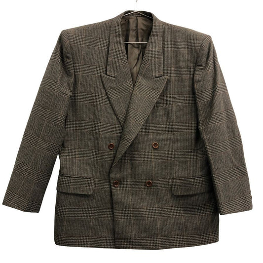 美品◆クリスチャンディオールムッシュ テーラードジャケット ダブル チェック ブラウン系 メンズ サイズS Christian Dior MONSIEUR 【AFF22】
