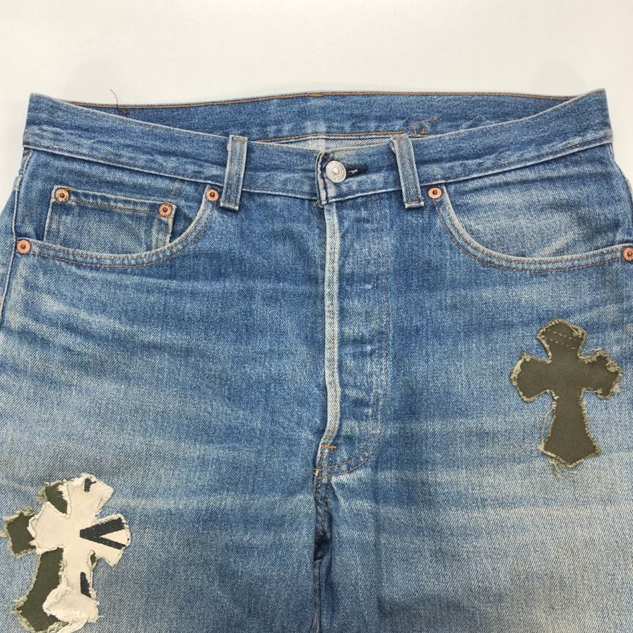 メゾン カサノバ デニムパンツ リメイク クロスパッチ ブルー メンズ サイズ表記なし MAISON CASANOVA 【AFB28】