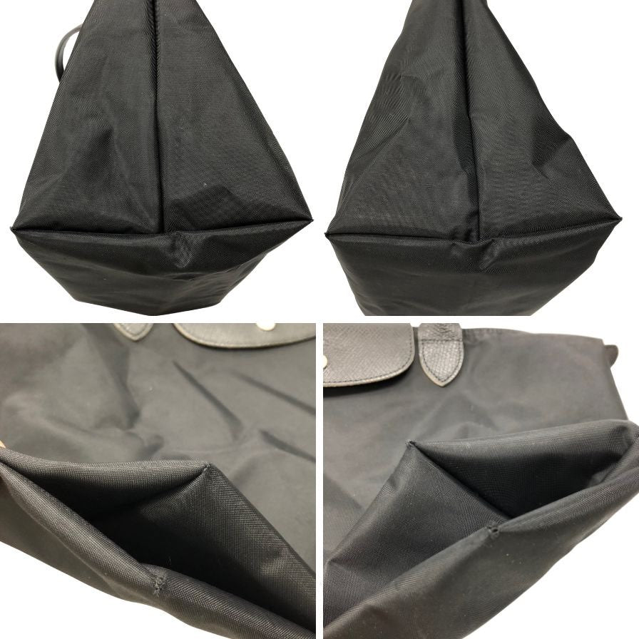 ロンシャン トートバッグ 折り畳み式 ナイロン×レザー ブラック レディース LONGCHAMP【AFE6】