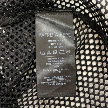 極美品◆パトリツィアペペ 長袖トップス メッシュ レディース サイズ3 イタリア製 ブラック PATRIZIA PEPE 【AFB29】