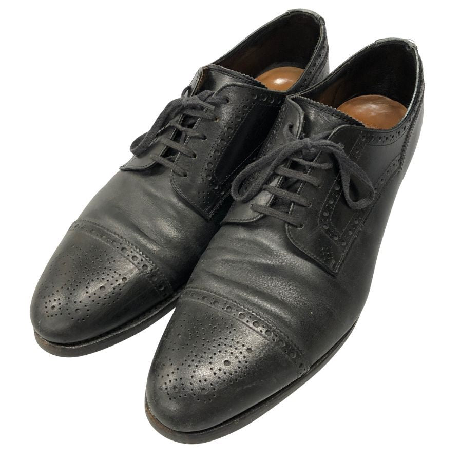 ユニオンインペリアル レザーシューズ プレミアム セミブローグ パンチドキャップトゥ U1541 カーフ メンズ ブラック サイズ8.5 UNIONIMPERIAL 約27.0cm【AFC6】