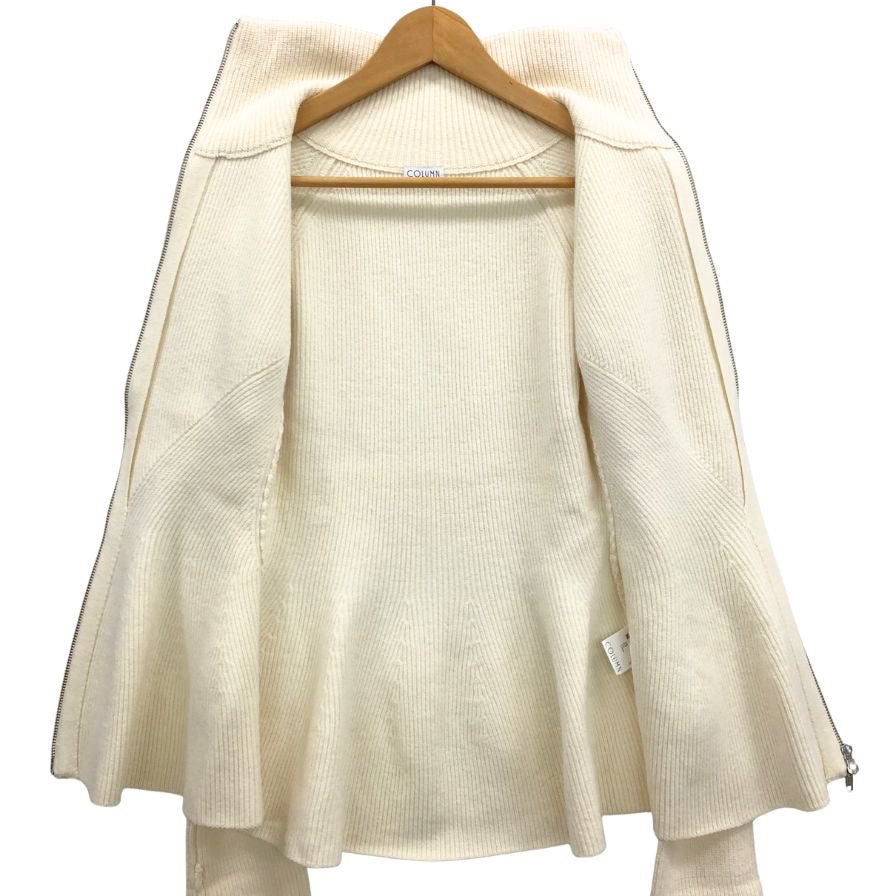 極美品◆コラム 22AW ニットカーディガン ジップアップ ホワイト カシミヤ混 レディース サイズF COLUMN 【AFB24】