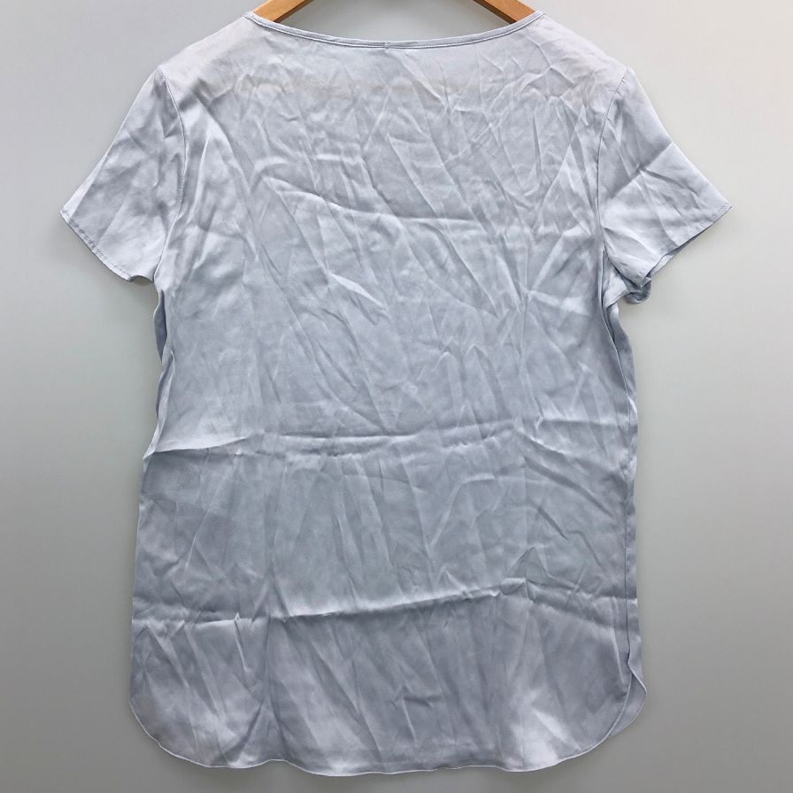 美品◆マックスマーラ レジャー 半袖カットソー Uネック シルク 半袖 Tシャツ グレー レディース サイズS MaxMara LEISURE 【AFB34】