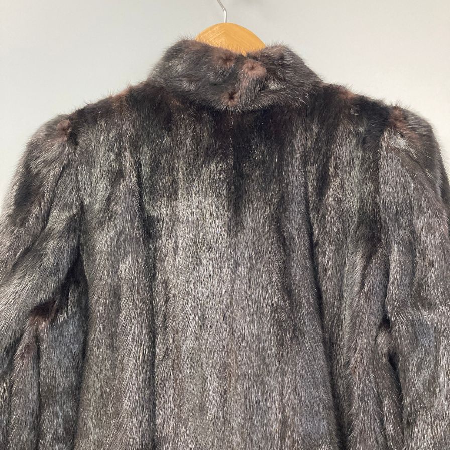 中古◆ドナルド ブルックス ミンクコート サイズ13号 ブラック系 レディース 毛皮 ファーコート アウター DONALD BROOKS 【AFA19】