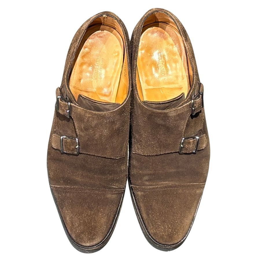ジョンロブ レザーシューズ ダブルモンク ウィリアム スエード ブラウン メンズ サイズUK6E JOHN LOBB William ビジネスシューズ 約24.5cm【LA】【中古】