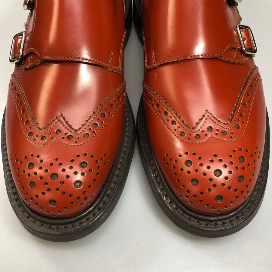 トリッカーズ モーガン レザーシューズ ダブルモンク ストラップ W7867 ブラウン メンズ サイズ7 Tricker‘s MORGAN ブーツ 約25.5cm【LA】【中古】
