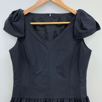 極美品◆ルネ 肩リボン バルーン 膝丈 ネイビー ワンピース サイズ38 6216310 Rene 【AFB7】