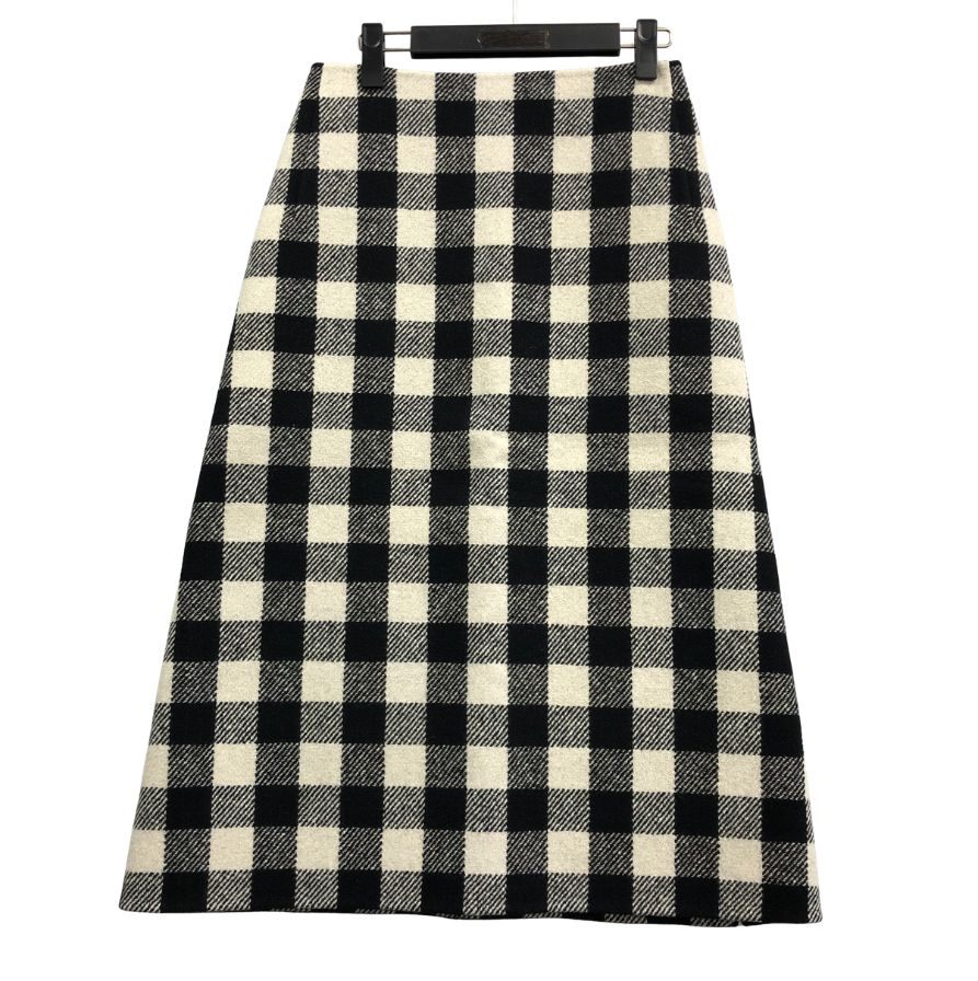 ドゥロワー 23AW ケヌキスカート ブロックチェック バッファロー 6524-299-1761 ホワイト ブラック サイズ36 Drawer【AFB41】