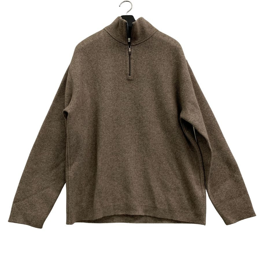 美品◆エルメネジルド ゼニア ニット ハーフジップ カシミア混 ブラウン メンズ サイズM Ermenegildo Zegna 【AFB11】
