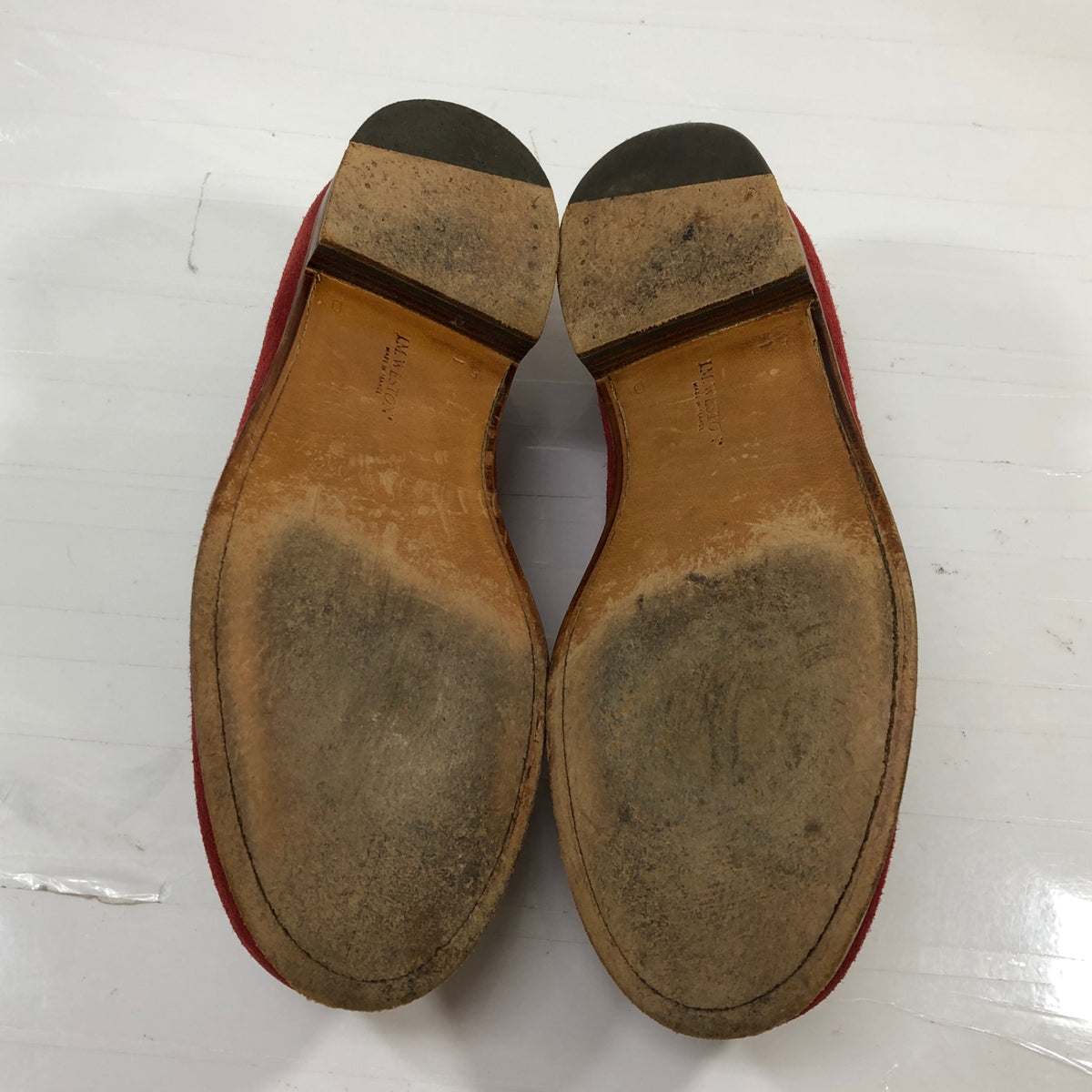 ジェイエムウエストン 180 スエード シグニチャーローファー レッド サイズ5D メンズ J.M.WESTON ローファー 約25.0cm【LA】【中古】
