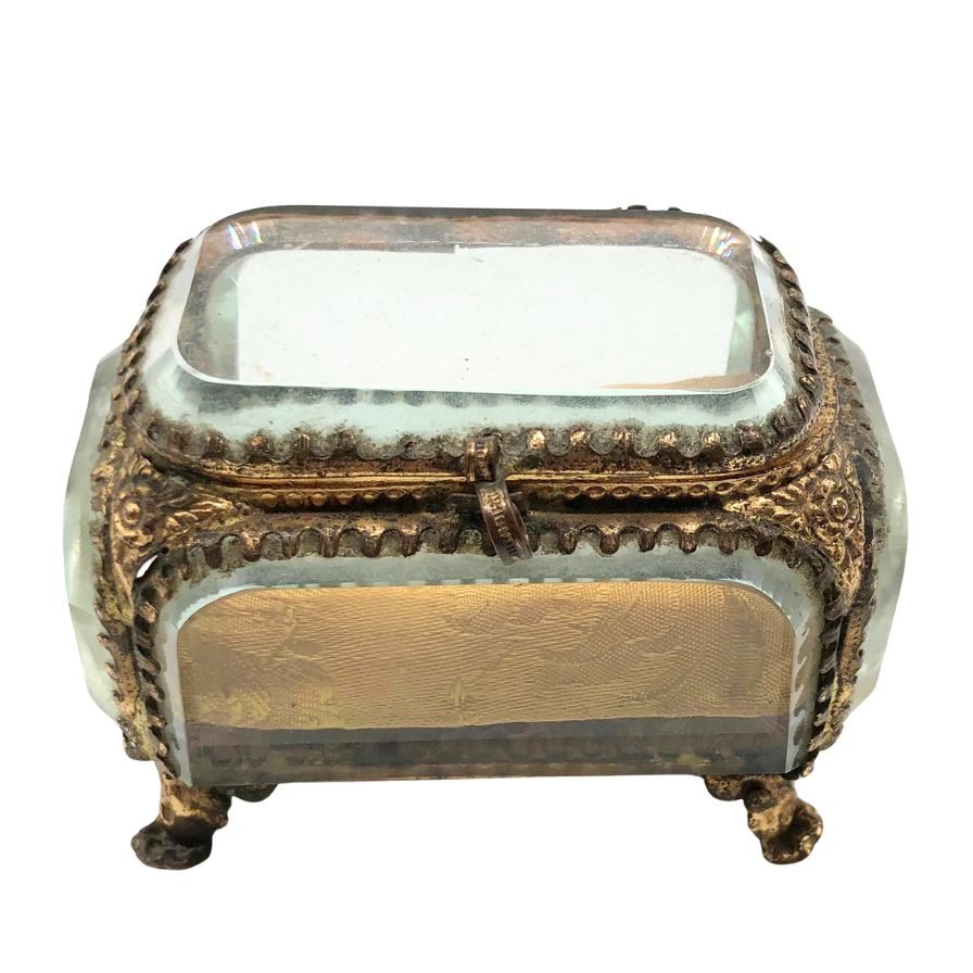 フランスアンティーク ジュエリーケース ガラス フック 小物入れ 1900年代【AFI4】【中古】