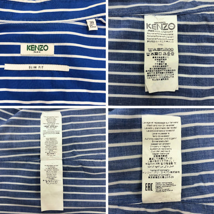 美品◆ケンゾー ロングスリーブシャツ ストライプ サックスブルー メンズ サイズ39 KENZO 【AFB34】