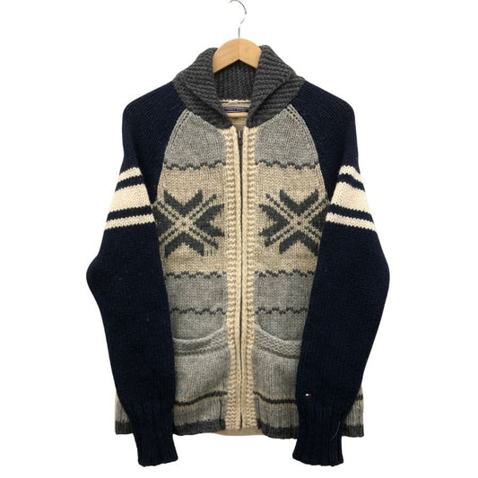 中古◆トミーヒルフィガー カウチンカーディガン ノルディック ウール サイズM メンズ グレー系 TOMMY HILFIGER 【AFB5】