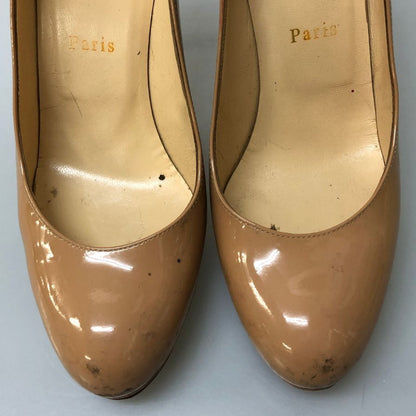 クリスチャンルブタン ヒールパンプス ハイヒール エナメル ベージュ系 サイズ36.5 レディース Christian Louboutin 約22.5cm【AFD9-2】
