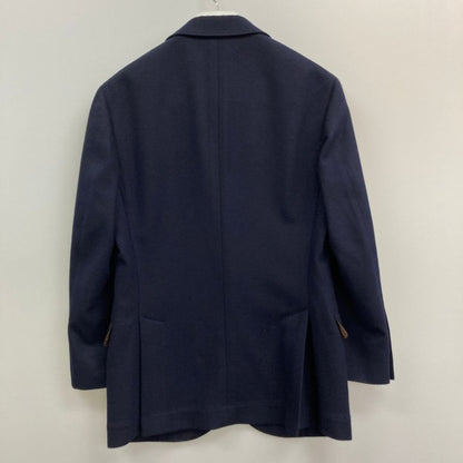 美品◆ブルネロクチネリ 3B テーラードジャケット ウール カシミヤ混 メンズ サイズ44 ネイビー Brunello Cucinelli 【AFB46】