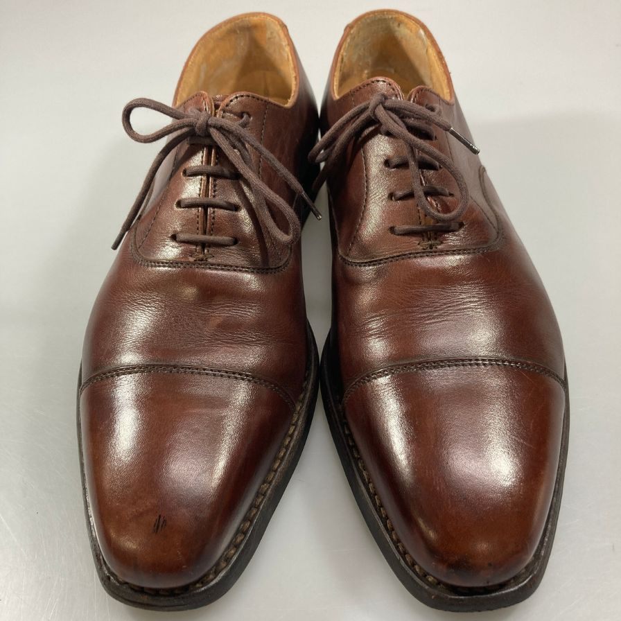 クロケット&ジョーンズ ストレートチップ ハラム ダークブラウン サイズ6.5E CROCKETT&JONES HALLAM ビジネスシューズ 約26.0cm【LA】【中古】