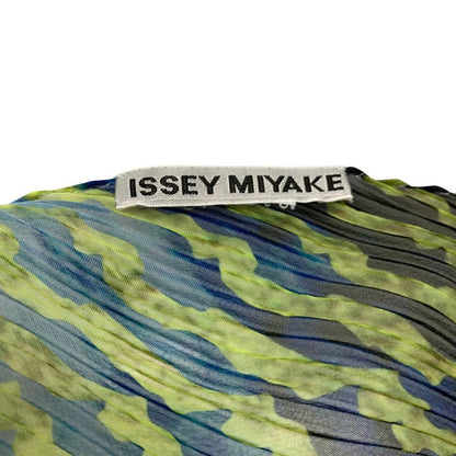 イッセイミヤケ プリーツスカーフ 総柄 グリーン系 ユニセックス ISSEYMIYAKE