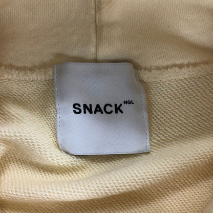 美品◆スナックエヌジーエル  プルオーバーパーカー プリント サイズL メンズ ホワイト フーディ SNACK NGL 【AFB2】