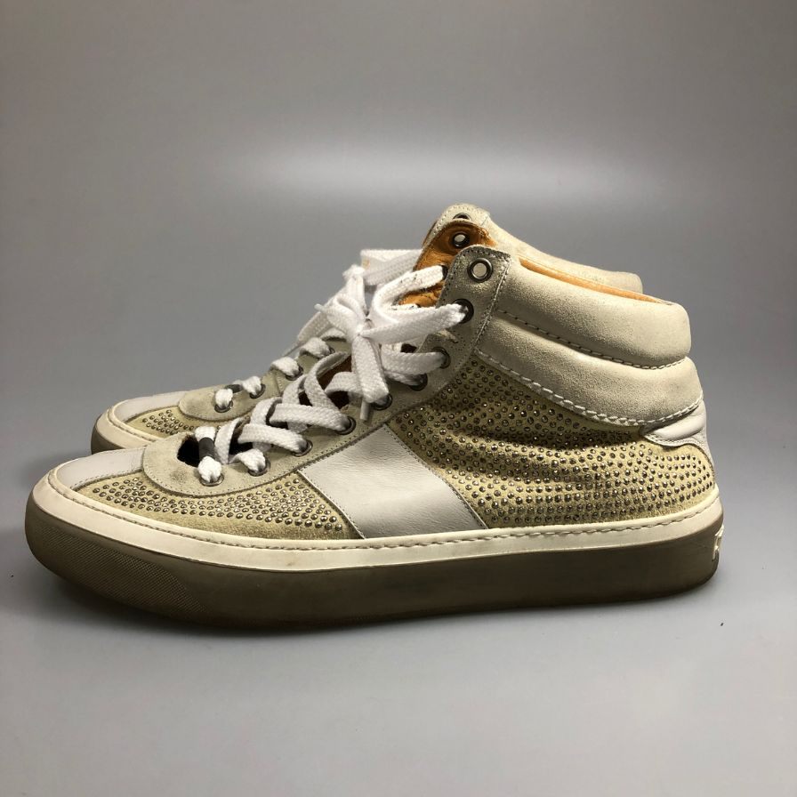 ジミー チュウ ハイカット スニーカーメンズ サイズ 43 ホワイト jimmy choo 約28.0cm【AFC47】