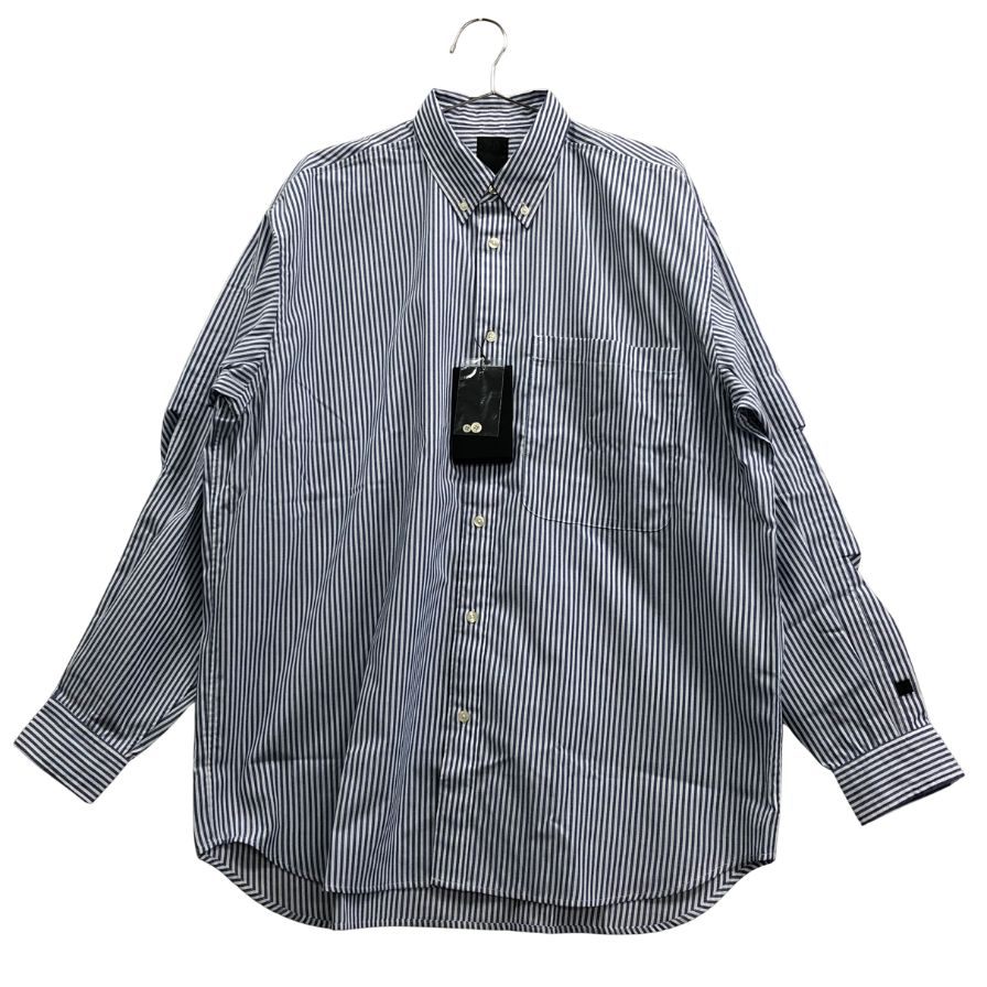 極美品◆ダイワ ピア39 BE-80024 ストライプ ボタンダウン長袖シャツ ブルー サイズL DAIWA PIER39 【AFB37】