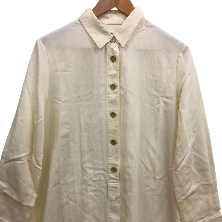 美品◆エブール シャツワンピース マキシ丈 シルク イエロー レディース サイズ38 EBURE 【AFB35】