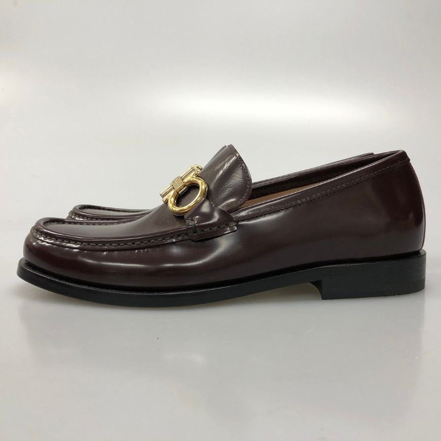 フェラガモ ビットローファー ゴールド メンズ ブラウン サイズ6EE Ferragamo 約24.5cm【AFD3】