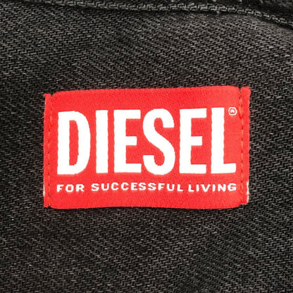 美品◆ディーゼル デニム 半袖シャツ Dロゴ刺繍 メンズ サイズS ブラック DIESEL 【AFB34】