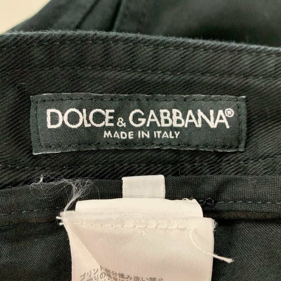 ドルチェ&ガッバーナ テーパードパンツ 裾ジップ ロゴタグ付 22SS コットン ブラック メンズ サイズ48 GYA8ET FUFGD DOLCE&GABBANA 【AFB36】