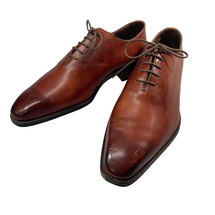 メルミン レザーシューズ カーフレザー プレーントゥ ボルドー サイズ7 MEERMIN 約25.5cm【AFD6】