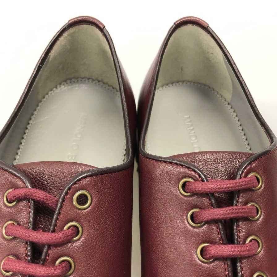 マノロブラニク レザーシューズ レザースニーカー バーガンディ メンズ サイズUK7 MANOLO BLAHNIK 約25.5cm【AFD15】
