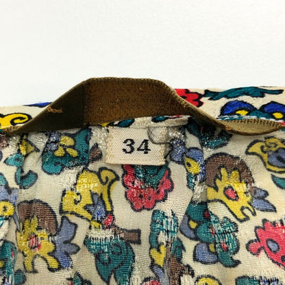 美品◆イヴ サンローラン ブラウス 総柄 シルク デザイン 長袖 カットソー マルチカラー レディース サイズ34 YVES SAINT LAURENT 【AFB6】