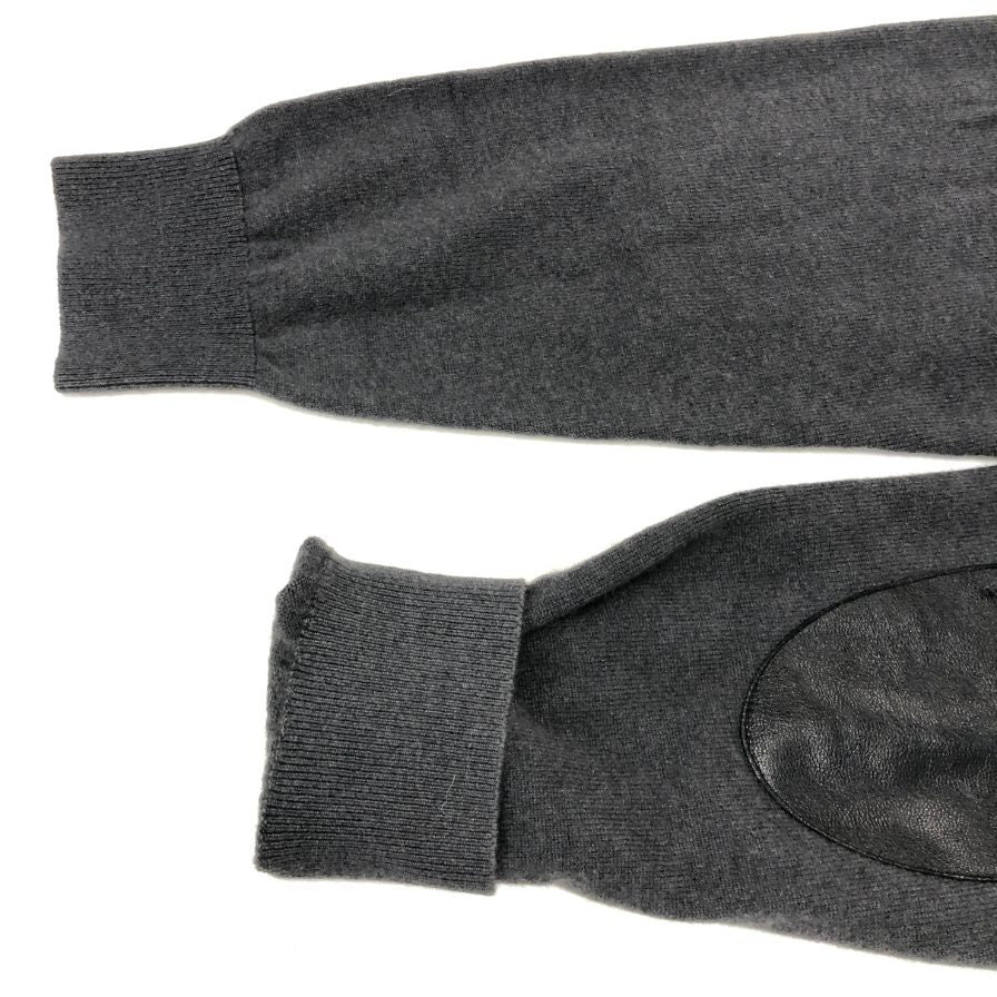 中古◆キャッシュ＆バルバ モンゴリアンカシミヤ エルボーパッチ ポロ ニット カシミヤ100％ グレー メンズ  サイズ4 cash & barba 【AFB43】