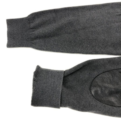 中古◆キャッシュ＆バルバ モンゴリアンカシミヤ エルボーパッチ ポロ ニット カシミヤ100％ グレー メンズ  サイズ4 cash & barba 【AFB43】