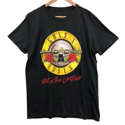 美品◆ガンズ＆ローゼス Tシャツ 公式 半袖 プリント バンド バンT ブラック メンズ サイズL GUNS＆ROSES 【AFB29】