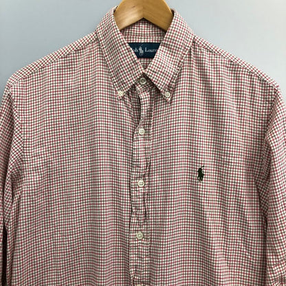 美品◆ラルフローレン ボタンダウンシャツ 90S タッタソールチェック メンズ サイズM Ralph Lauren 【AFB4】